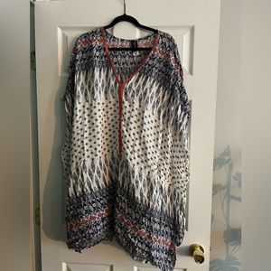 Swimsuits for all 18/20 white pattern caftan cover-up